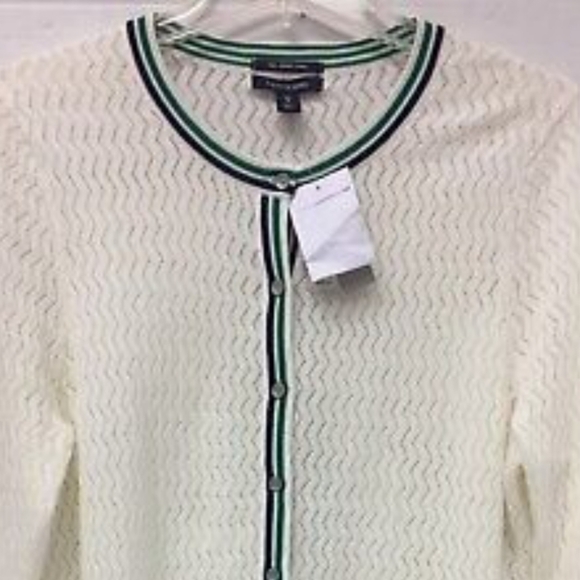 Lands End Pointelle White Cardigan - Picture 5 of 9